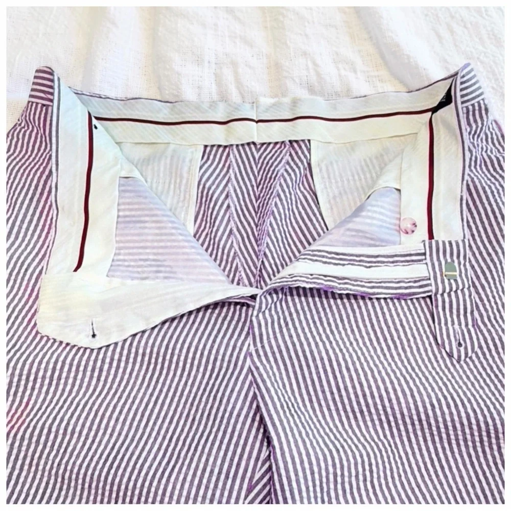 Afazzy NY Seersucker Shorts | Purple & White Stripe | Summer | Classic | NWOT - Picture 6 of 8